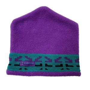 Vintage 90s Columbia Fleece Aztec Multicolor Beanie - Purple - Medium - Canada